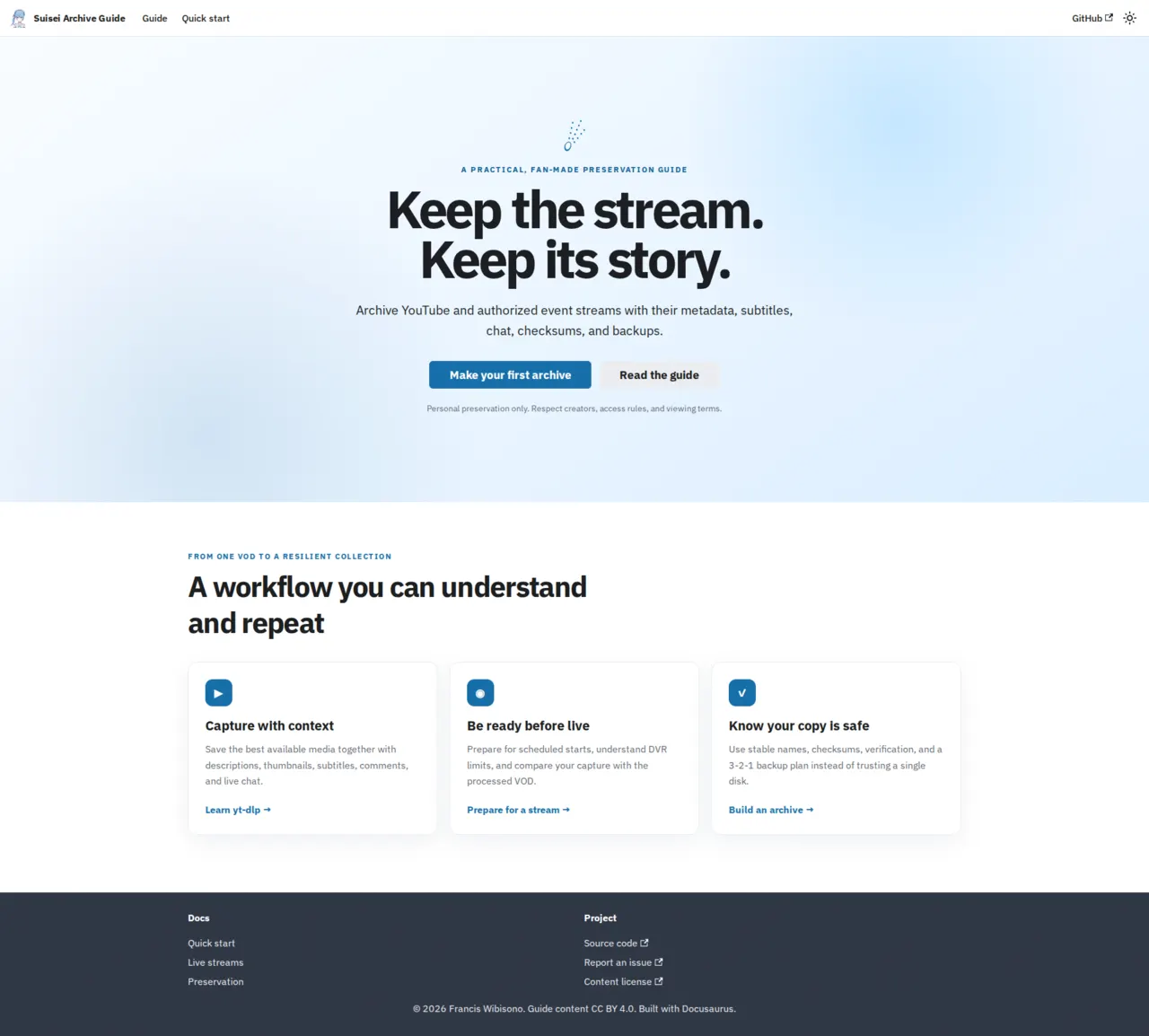 Sui Archive Guide homepage